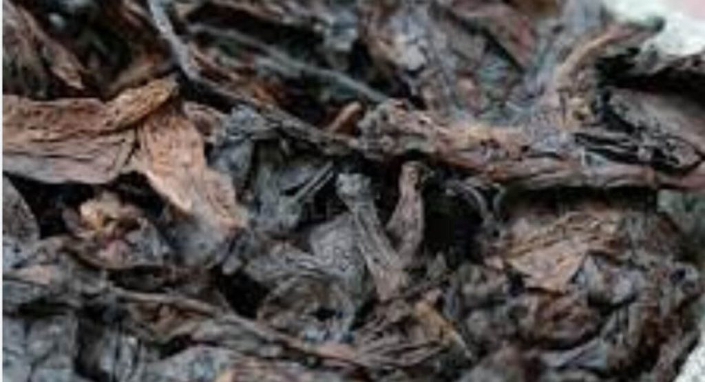 A pile of Mediterranean tobacco leaves
